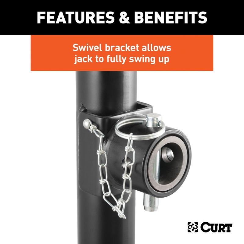 CURT 28324 Weld-On Pipe-Mount Swivel Trailer Jack, 3,000 lbs. Support Capacity, 15 Inches Vertical Travel - Image 4